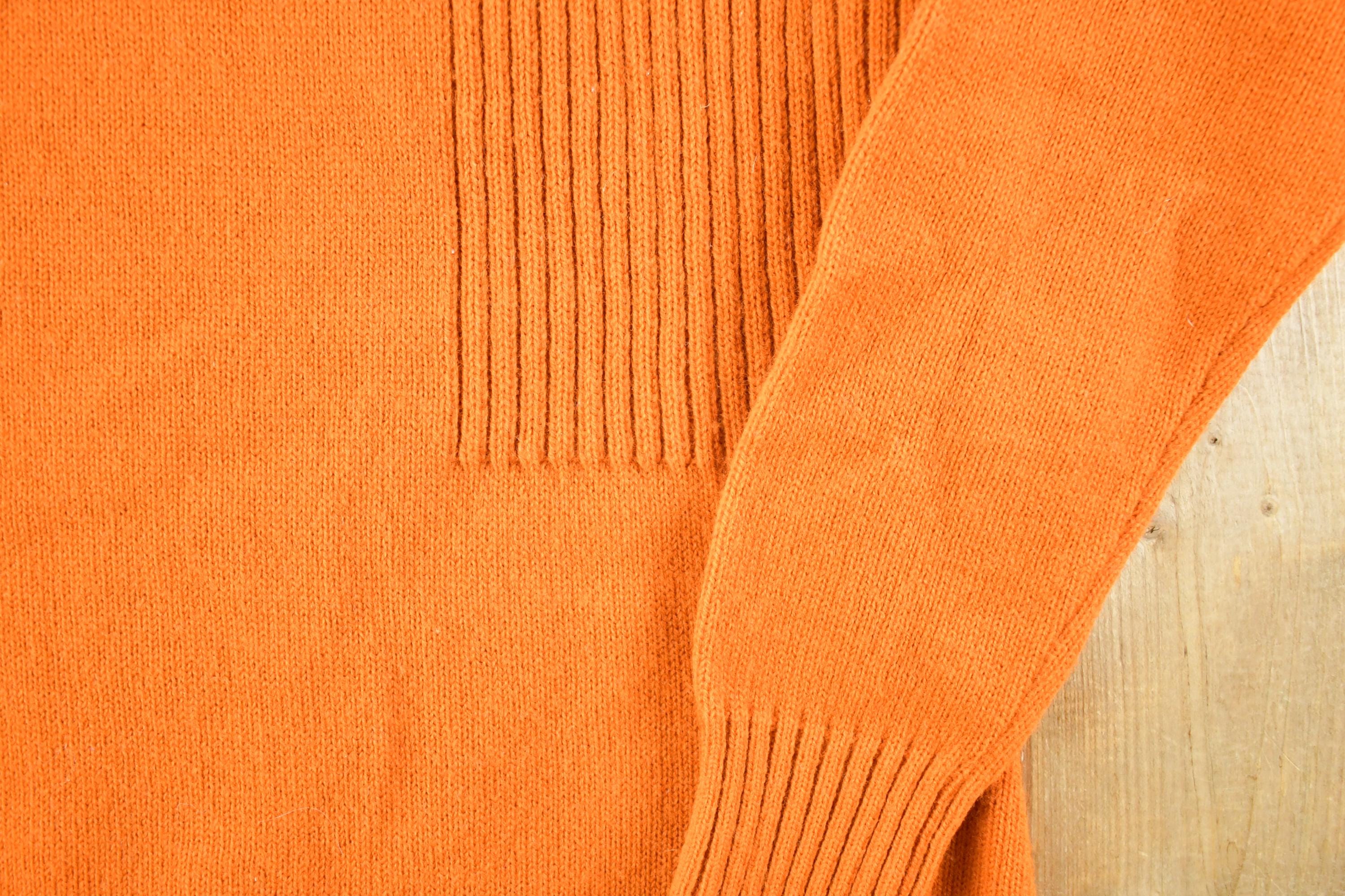 Vintage 1970s Hand Loomed Knit Abstract Pattern Turtleneck Sweater Womens S /