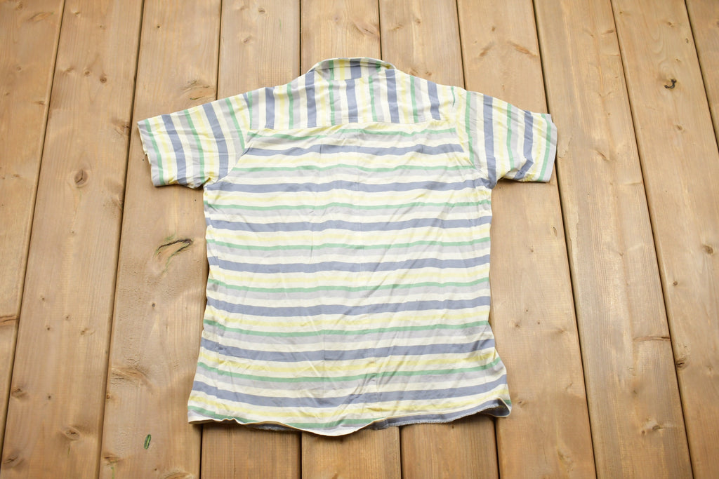 Vintage 1980s Ellettx Button Up Striped Short Sleeve Shirt