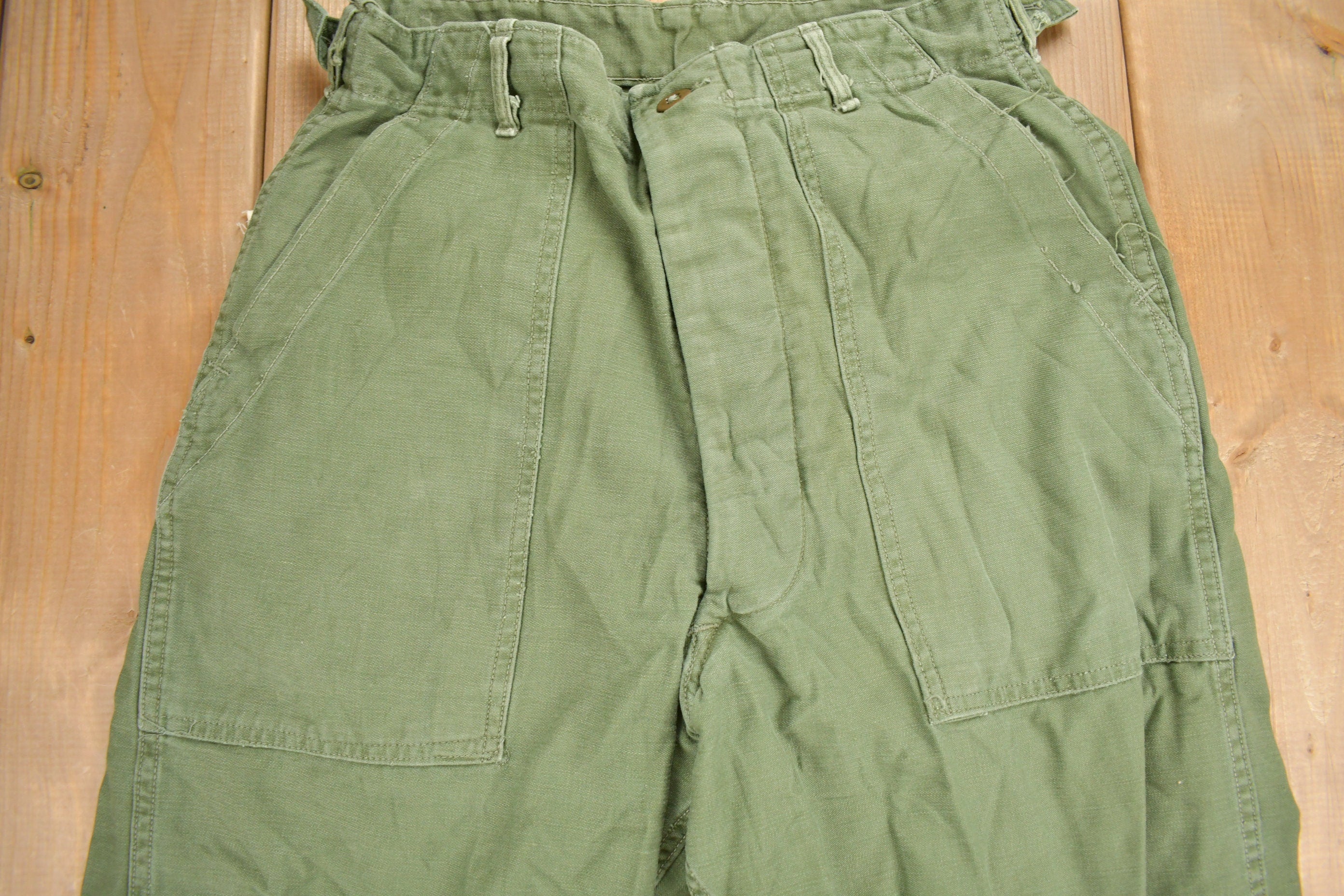 Vintage 1970s OG 107 Green Khaki Army Pants Size 28 x 25