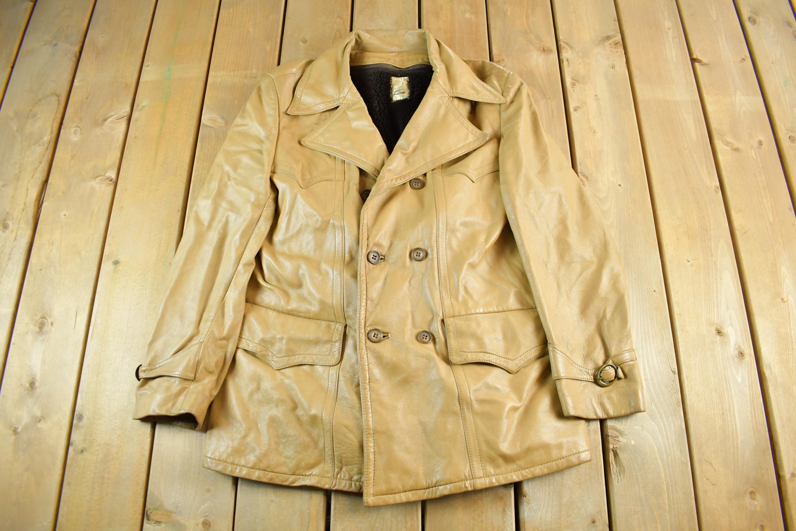 Vintage 1980s Brown Sherpa Lined Leather Jacket Women's Large