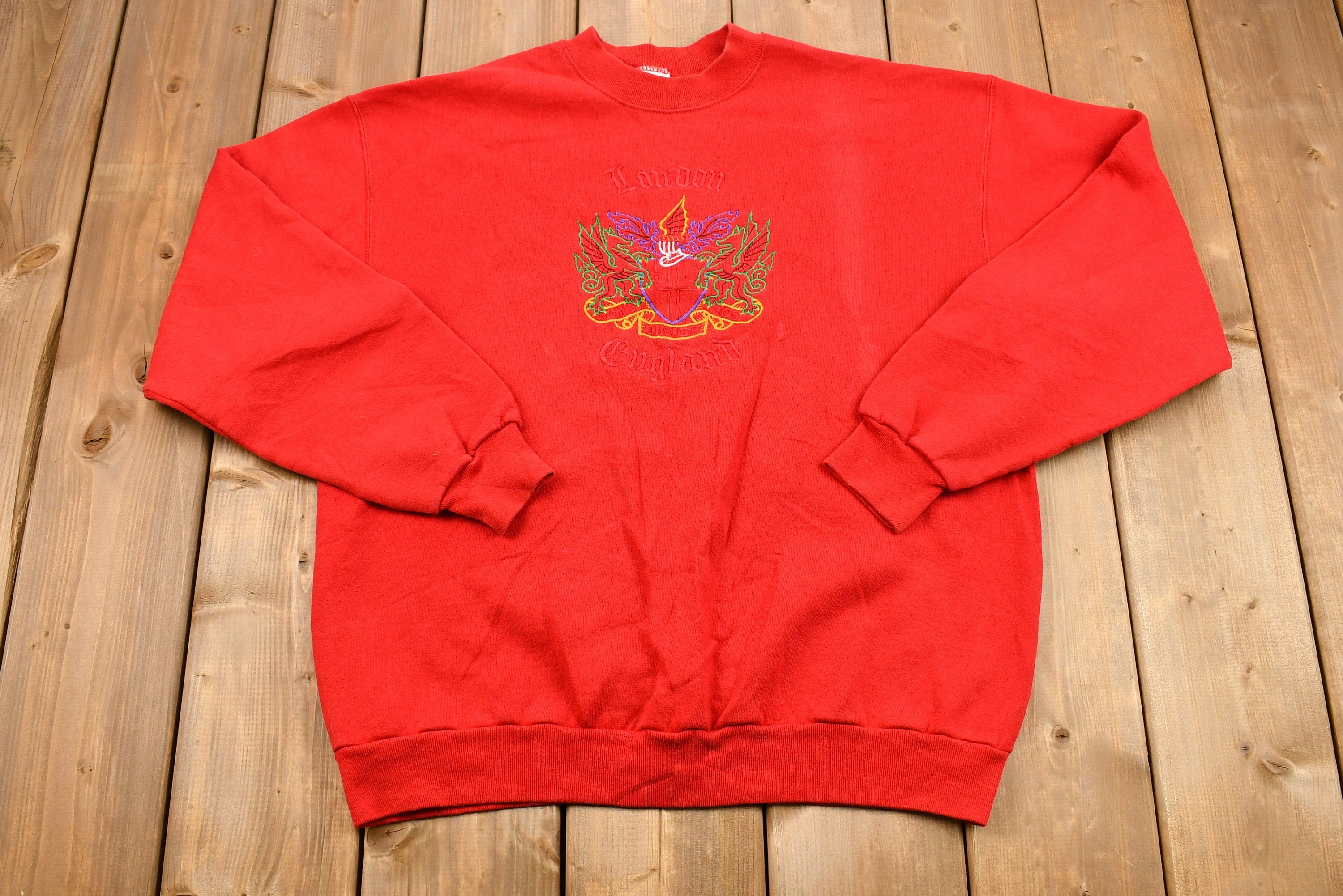 Vintage 1990s London England Embroidered Crewneck Sweatshirt