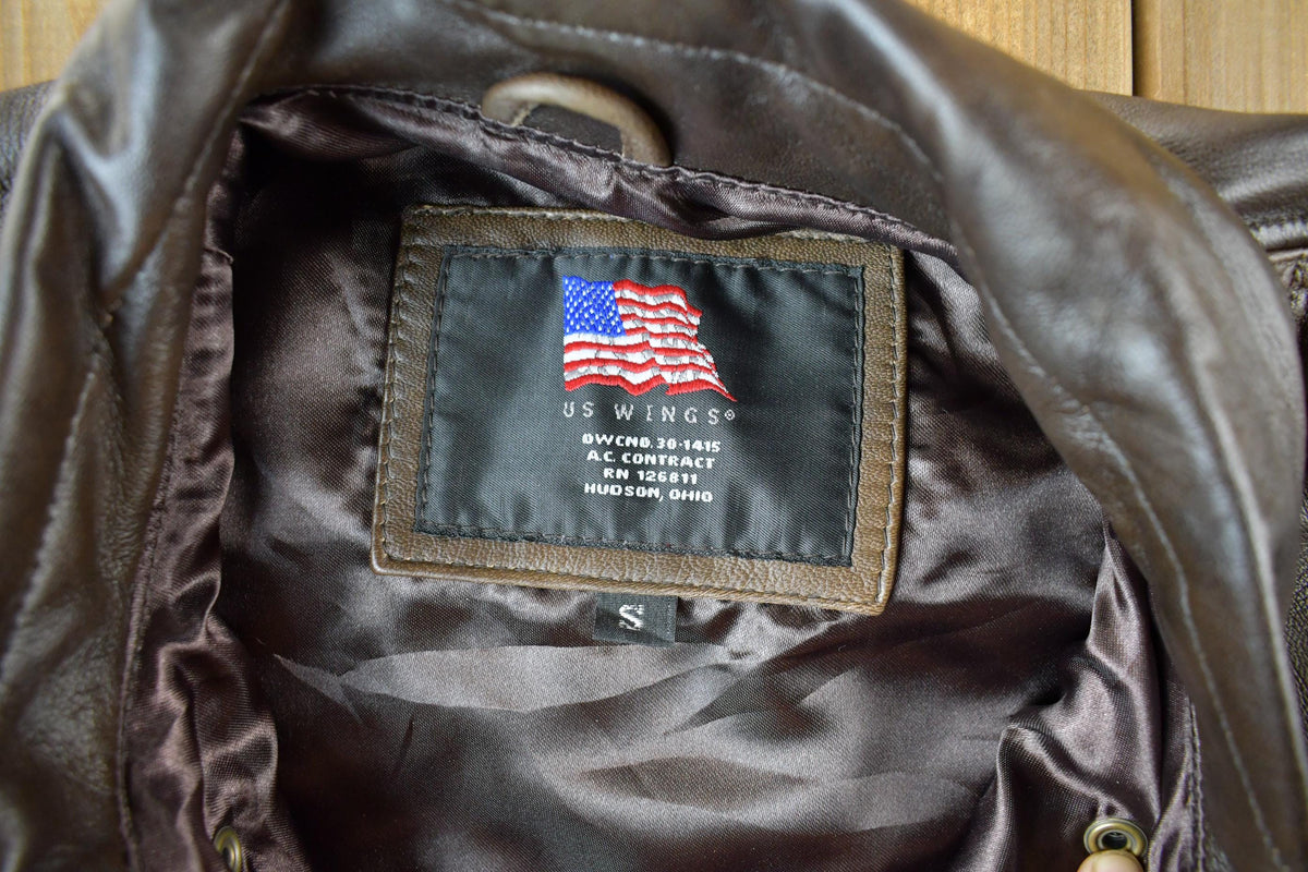 Vintage 2000s US Wings A.C. Contract Leather Flight Jacket Men's Small