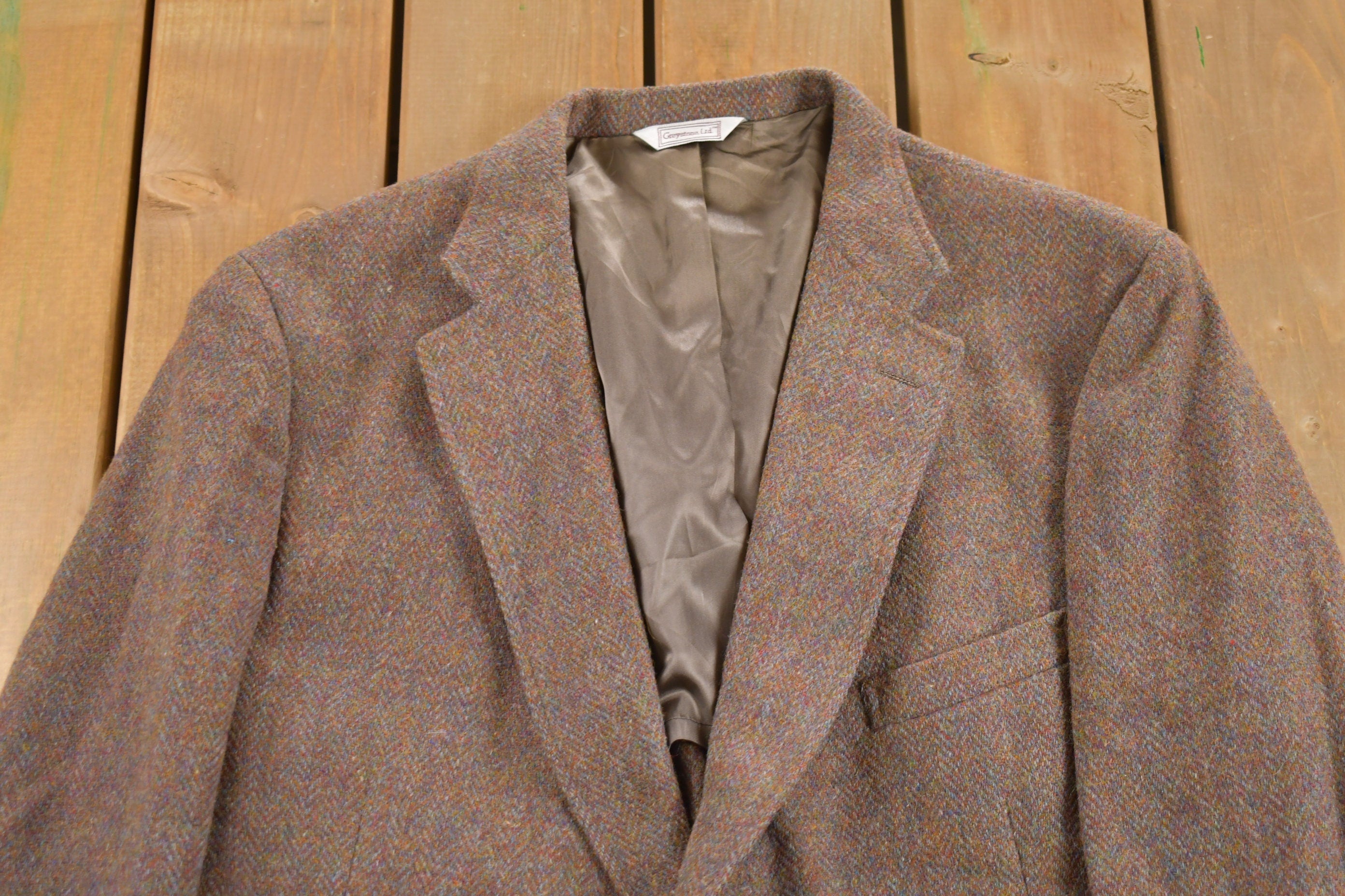Vintage 1980s Harris Tweed 100% Pure Scottish Wool Blazer Jacket