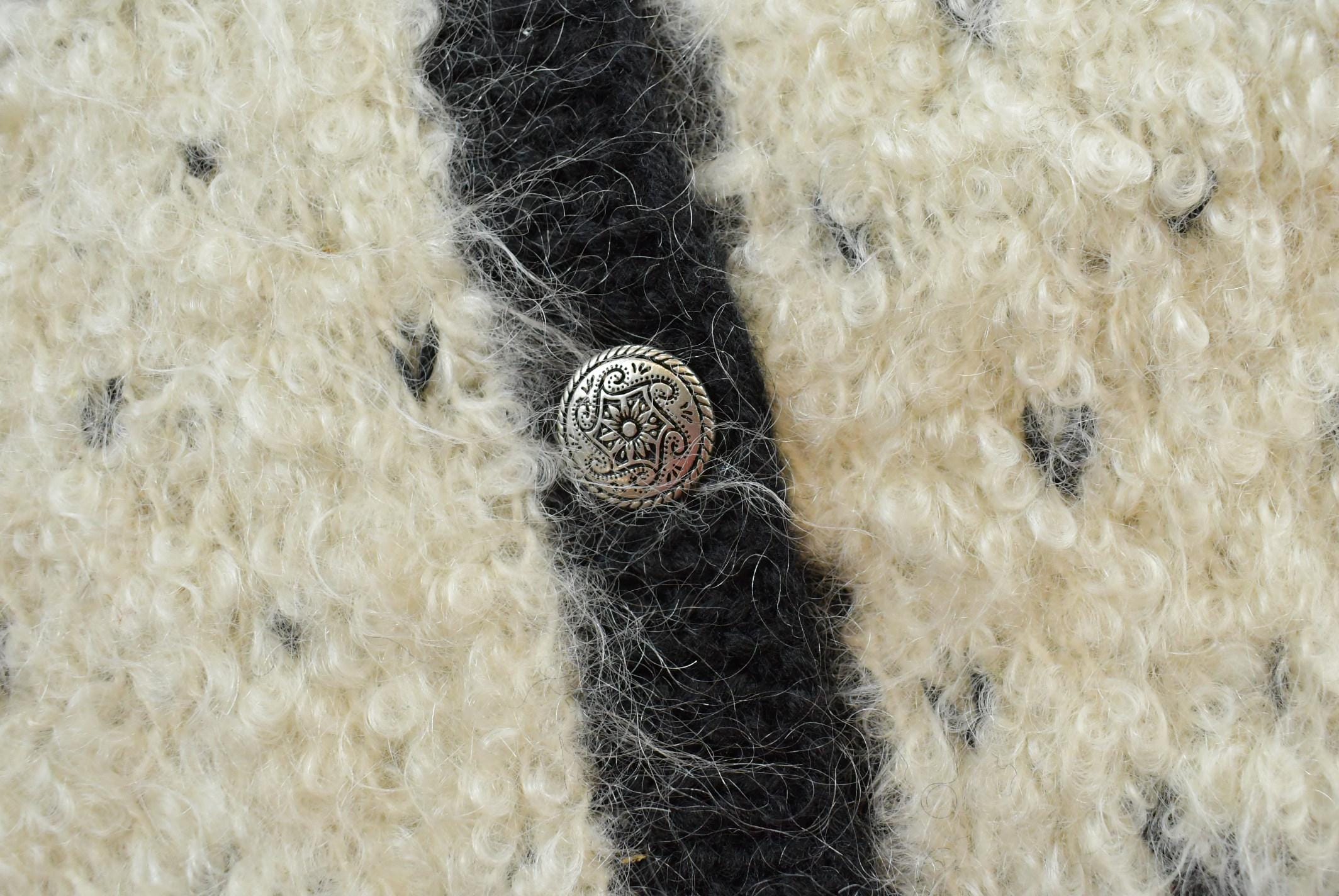 Vintage 1990s Hand Knit Jones New York Mohair Wool Blend Knit Cardigan Sweater Women's 2X