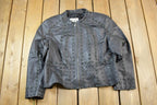 Vintage 1990s Guillaume Cross Stitch Leather Bomber Jacket