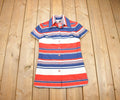 Vintage 1970s Striped Women's High Collared Button Up Shirt Dress