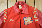 Vintage 1990s West Lincoln Minor Hockey Leather & Wool Varsity Jacket Made In USA