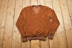 Vintage 1980s Ketch Velour V Neck Sweater