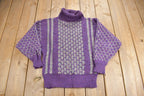 Vintage 1970s Knit Parade Purple Turtleneck Sweater /
