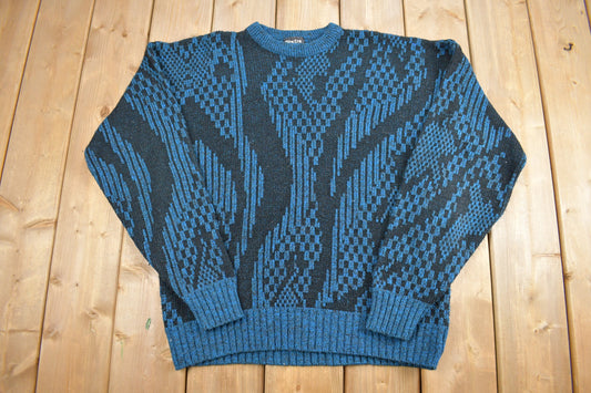 Vintage 1980s New Era Knit Crewneck Sweater / Vintage 80s Crewneck / All Over Pattern / Colorful / Sweatshirt / Abstract Pattern /