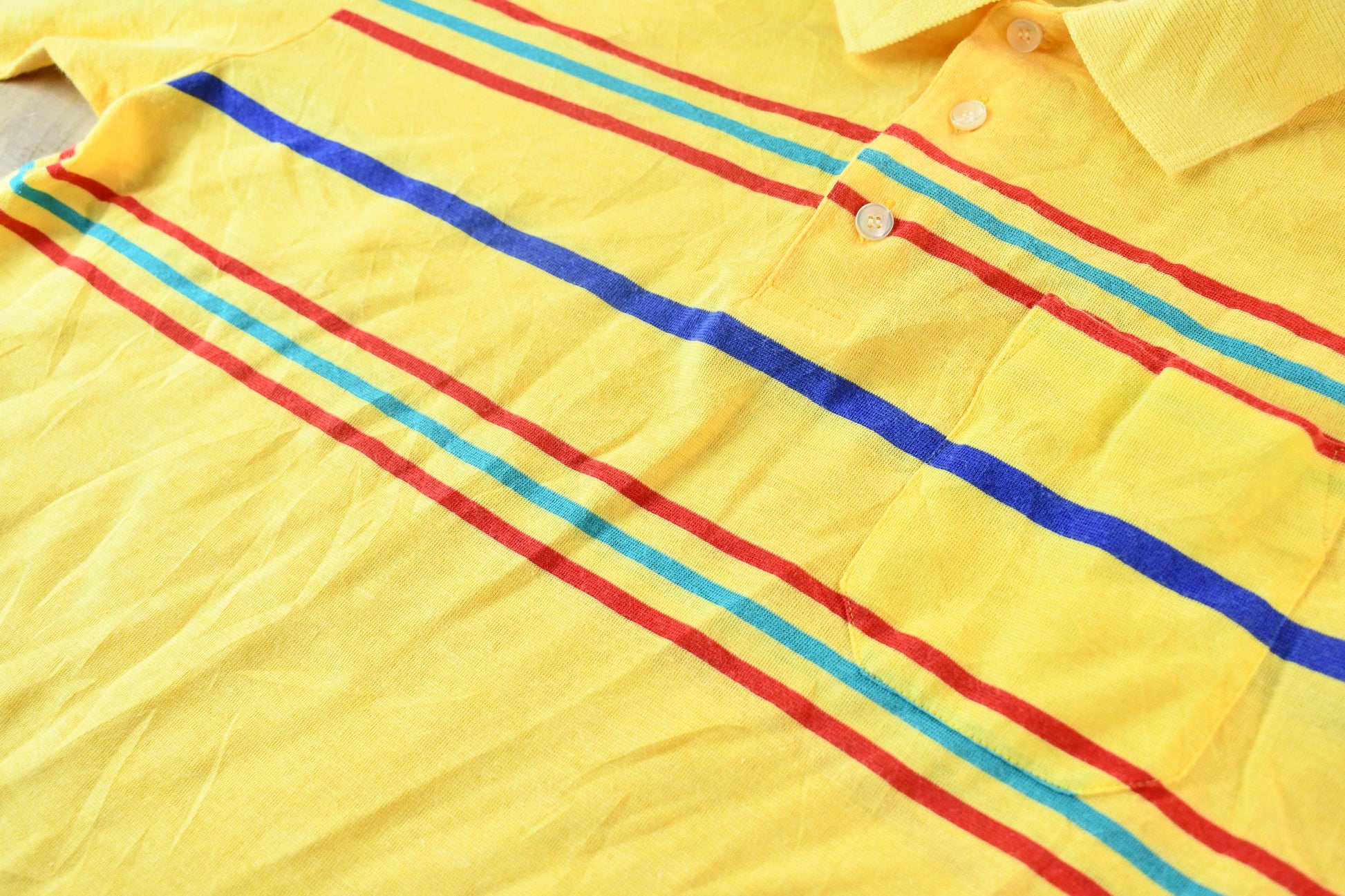 Vintage 1990s Tournament by Arrow Single Stitched Striped Golf Pocket Polo Shirt