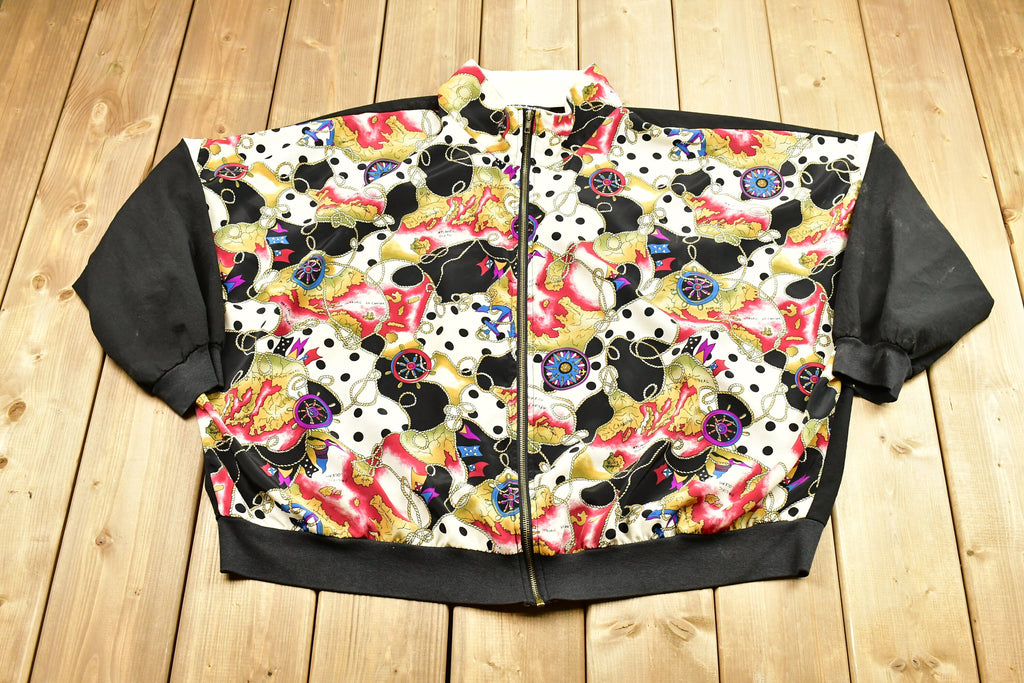 Vintage 1990s Silver Threads All Over Print Windbreaker