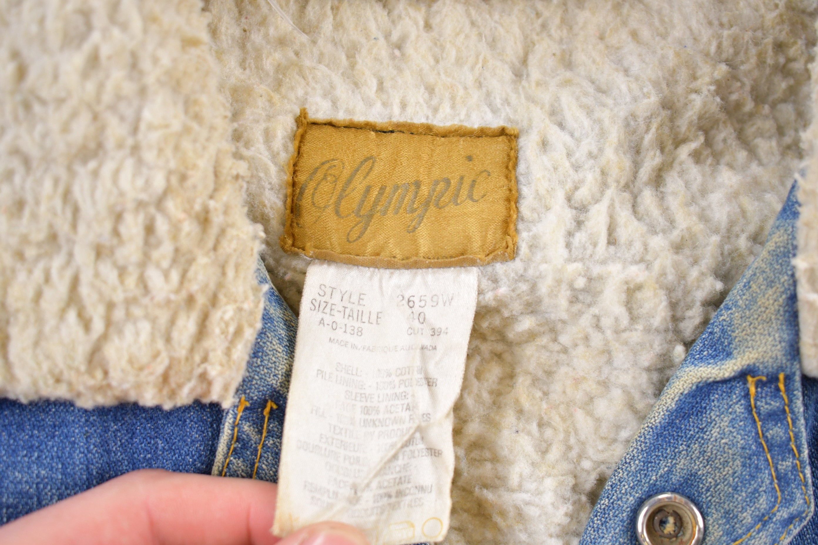 Vintage 1970s Olympic Sherpa Lined Denim Jean Jacket