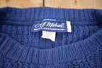 Vintage 1990s 3D Blue Cable Knit Crewneck Sweater