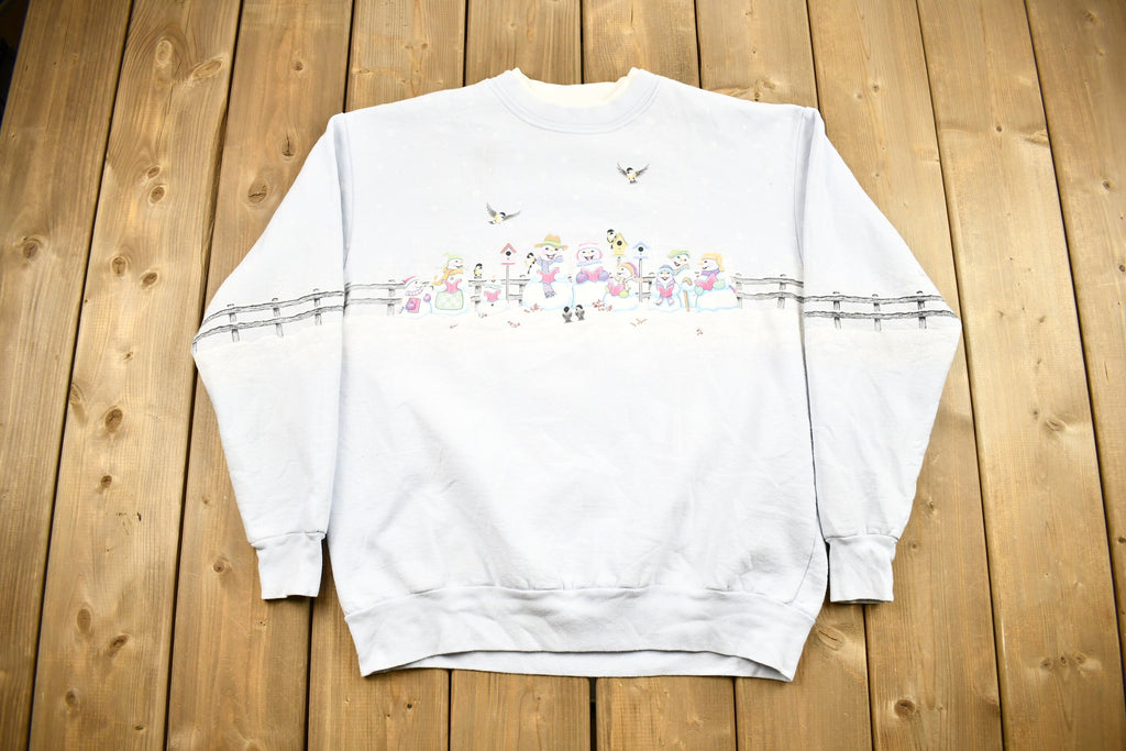 Vintage 1990s Morning Sun Cute Snowman Theme Crewneck Sweater