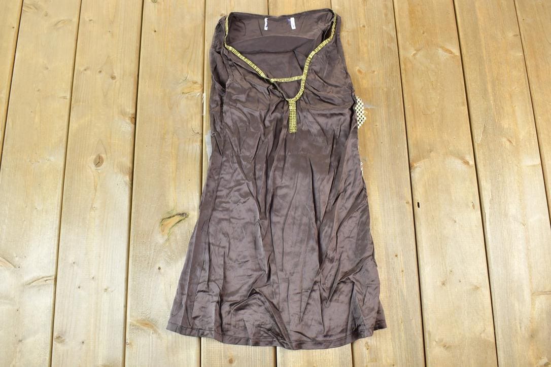 Vintage Y2K Vigos Yellow Gold Studded Mini Dress / Y2k Vintage Bedazzled Tops / Retro Womenswear / Mod Fashion