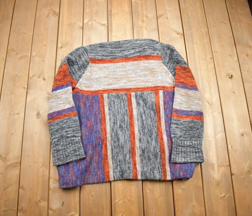 Vintage 1980s Miss K Knitted Cardigan Sweater / Vintage Cardigan / Colorful / Abstract Pattern