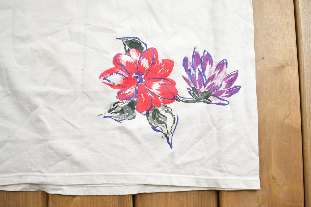 Vintage 1980s Flowers Graphic T-Shirt Single Stitch