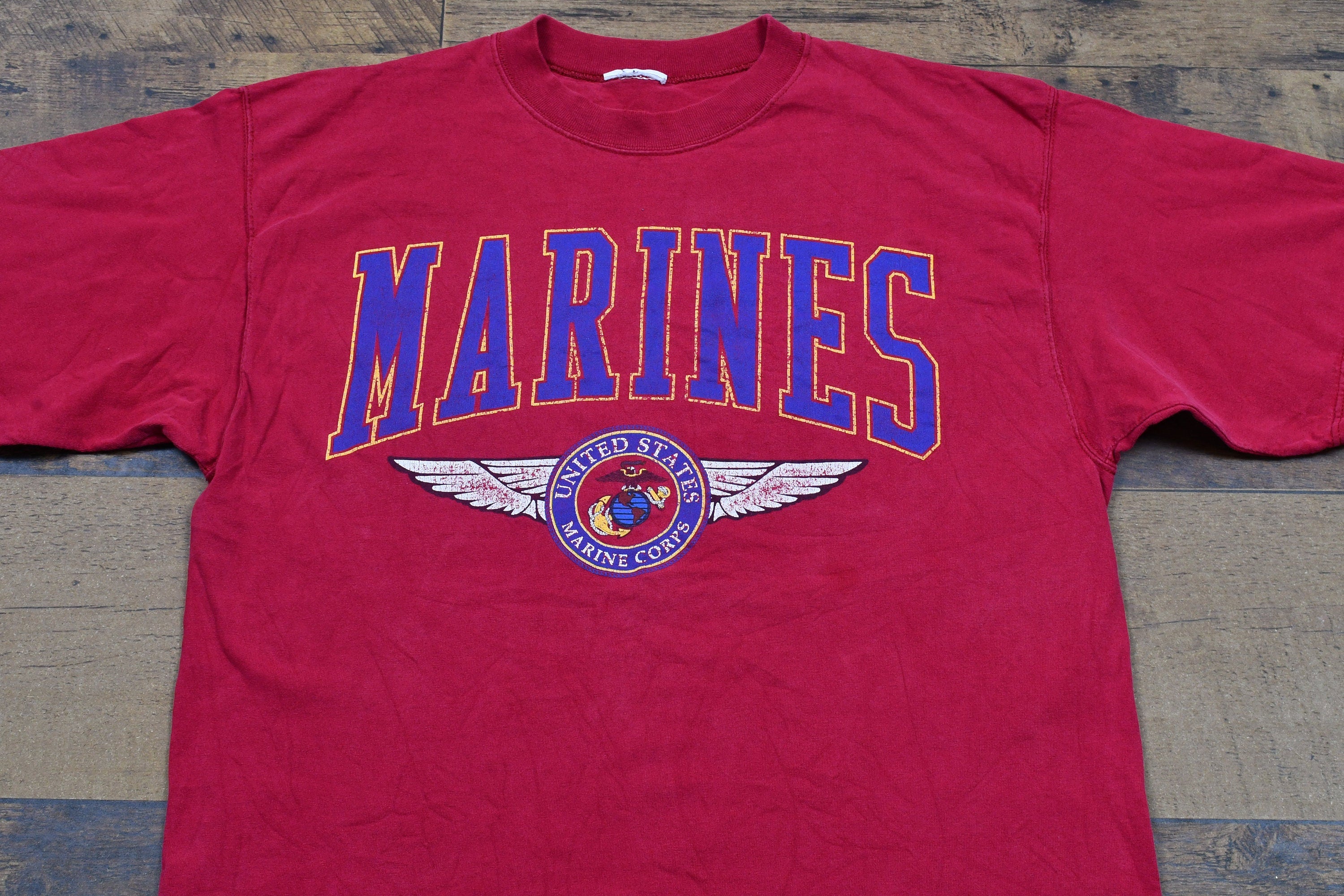 Vintage 1990s United States Marine Corps T-Shirt  Army & Military Graphic  80s  90s  Streetwear  Retro Style  Utility  Spell Out Tee