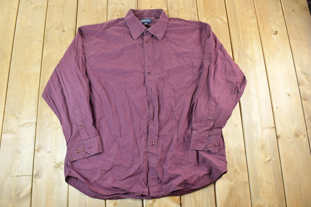 Vintage 1990s Burgundy Oscar De La Renta Button Up Shirt