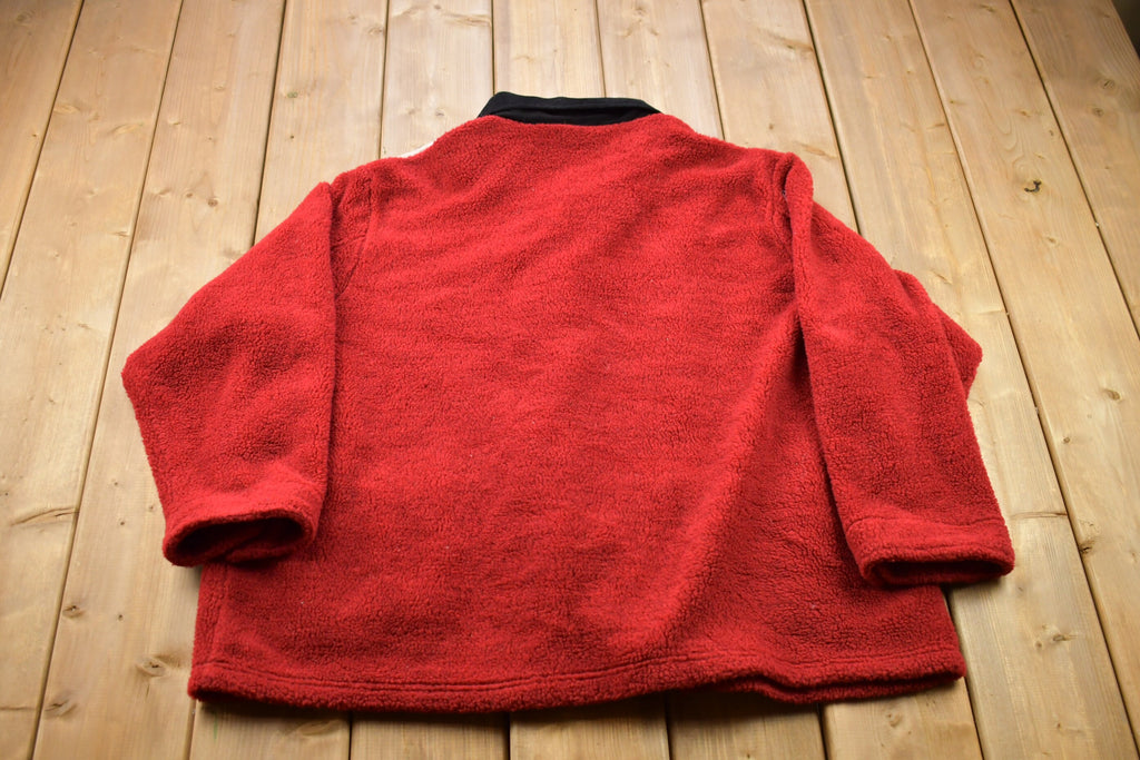 Vintage 1990s Button Up Red Fleece Sweater