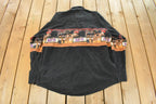 Vintage 1990s Wrangler Western All Over Print Rodeo Pearl Snap Shirt Men's XL