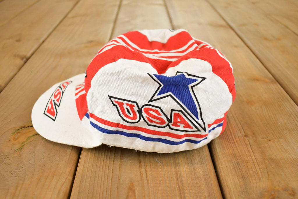 Vintage 1990s Pace Sportswear Team USA Star Stripe Cycling Painters Hat / 90's Biking Cap