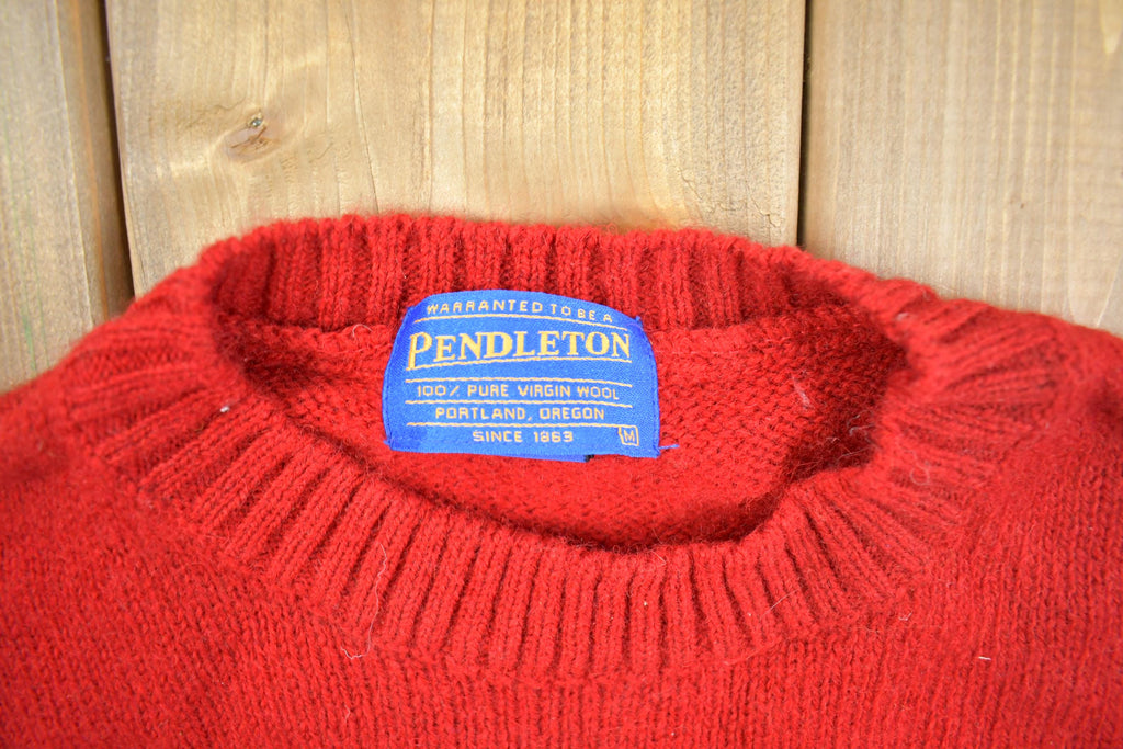 Vintage 1990s Pendleton 100% Wool Red Sweater Made In USA