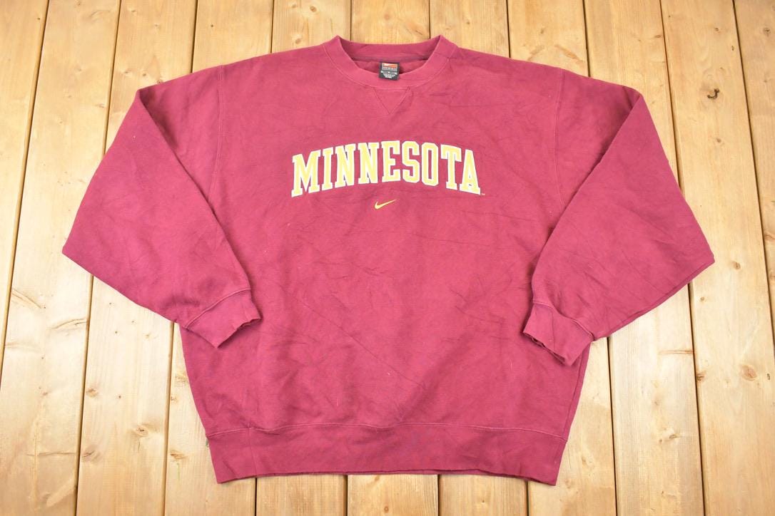 Vintage Y2K Nike Minnesota University Embroidered Swoosh Crewneck Sweater Mens XXL