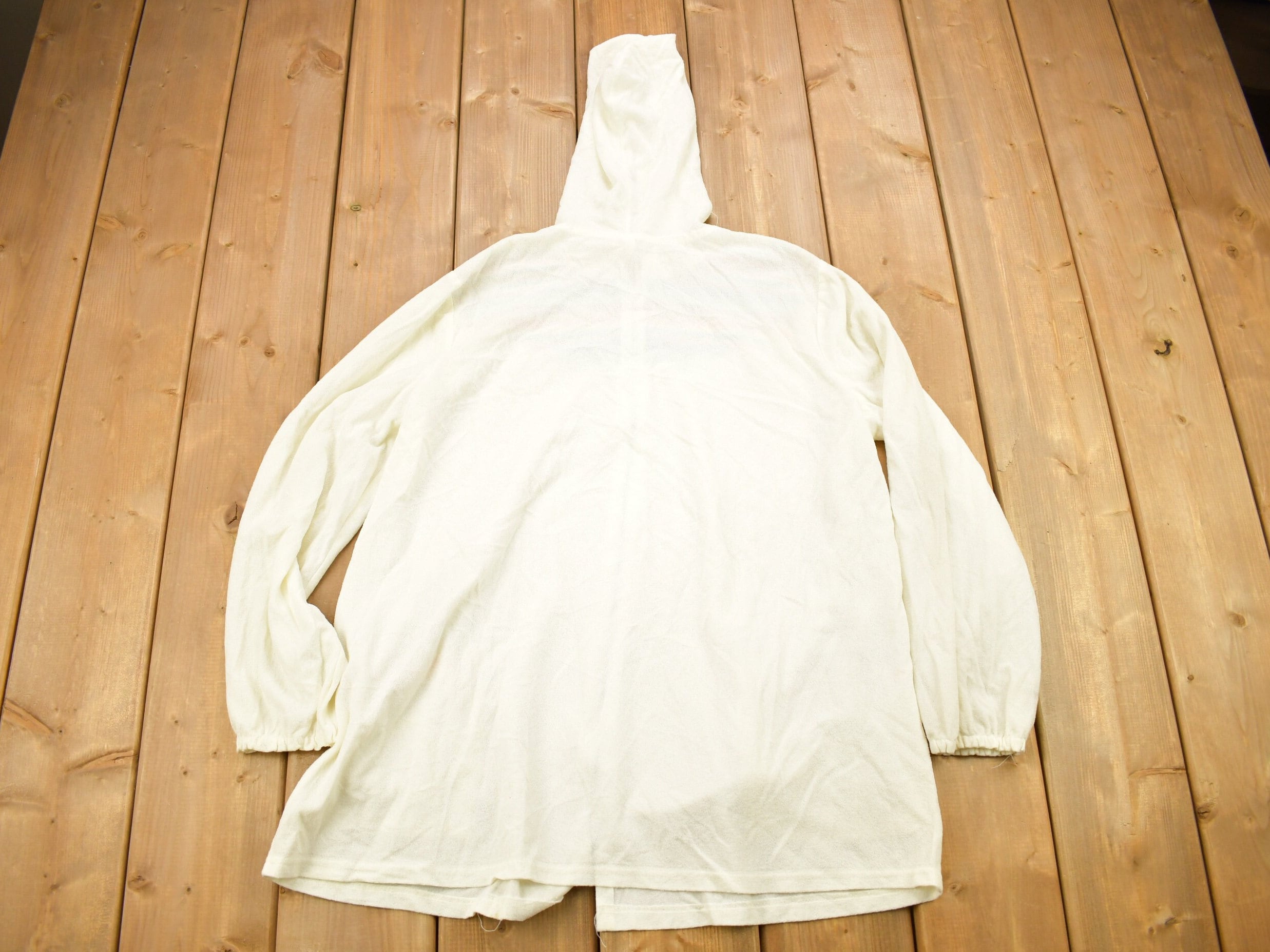 Vintage 1990s Terry Cloth Patchwork Striped Zip Up Hoodie