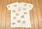 Vintage 1990s Cat Nappin AOP Sleeping Kitty Souvenir Sleepwear T-Shirt Women's XXL
