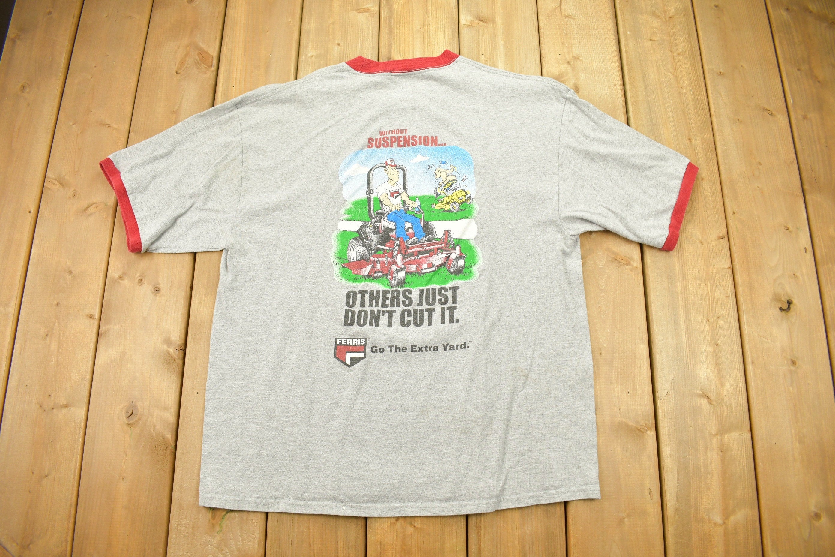 Vintage 1990s Ferris Lawnmower Graphic Ringer T-Shirt