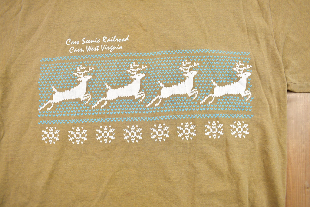 Vintage 1990s Christmas Deer Graphic T Shirt