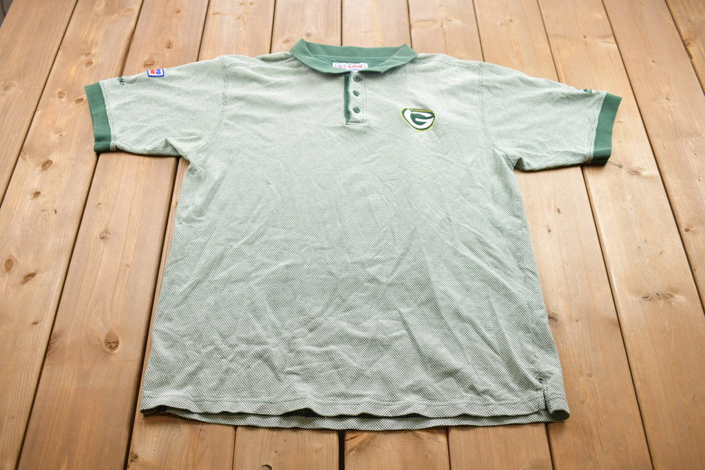 Vintage 1990s Embroidered Pro Line Green Bay Packers NFL Button Up Collar T-Shirt