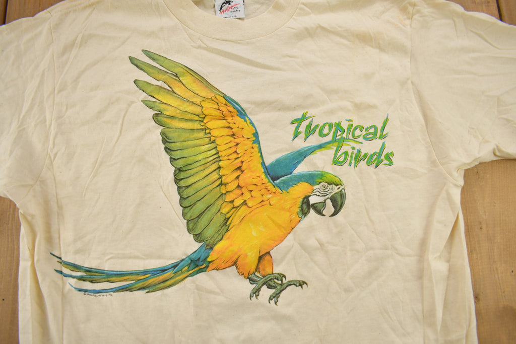 Vintage 1992 Tropical Birds Theme Graphic T-Shirt