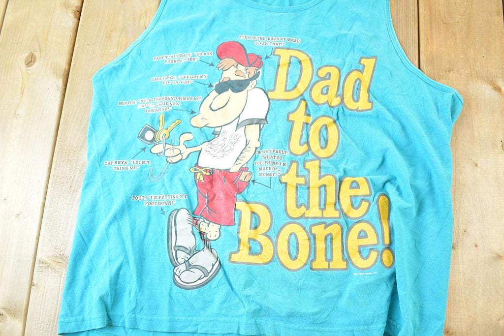 Vintage 1990s Dad To The Bone Souvenir Cartoon Comedy Tank To Men's L