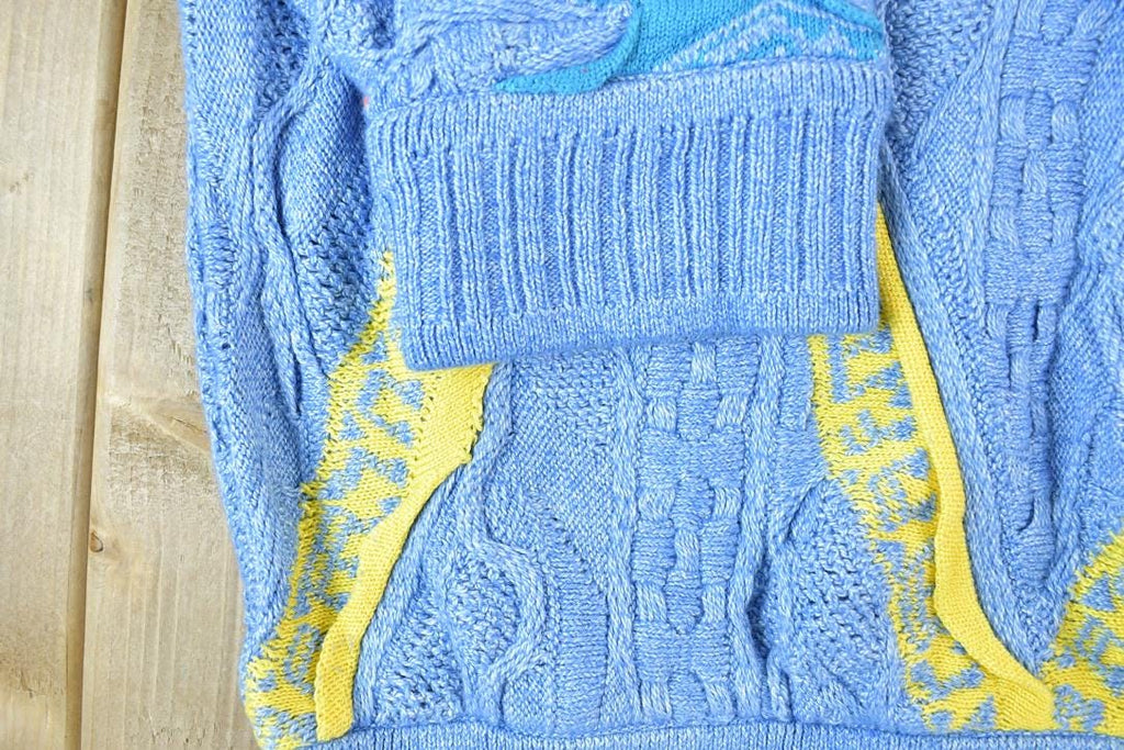 Vintage 1990s Coogi Cuggi 100% Cotton Abstract Pattern Crewneck Sweater Made In Australia 3D knit