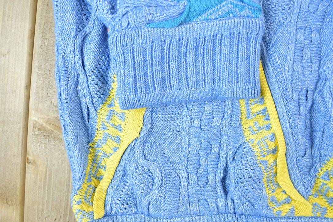 Vintage 1990s Coogi Cuggi 100% Cotton Abstract Pattern Crewneck Sweater Made In Australia 3D knit