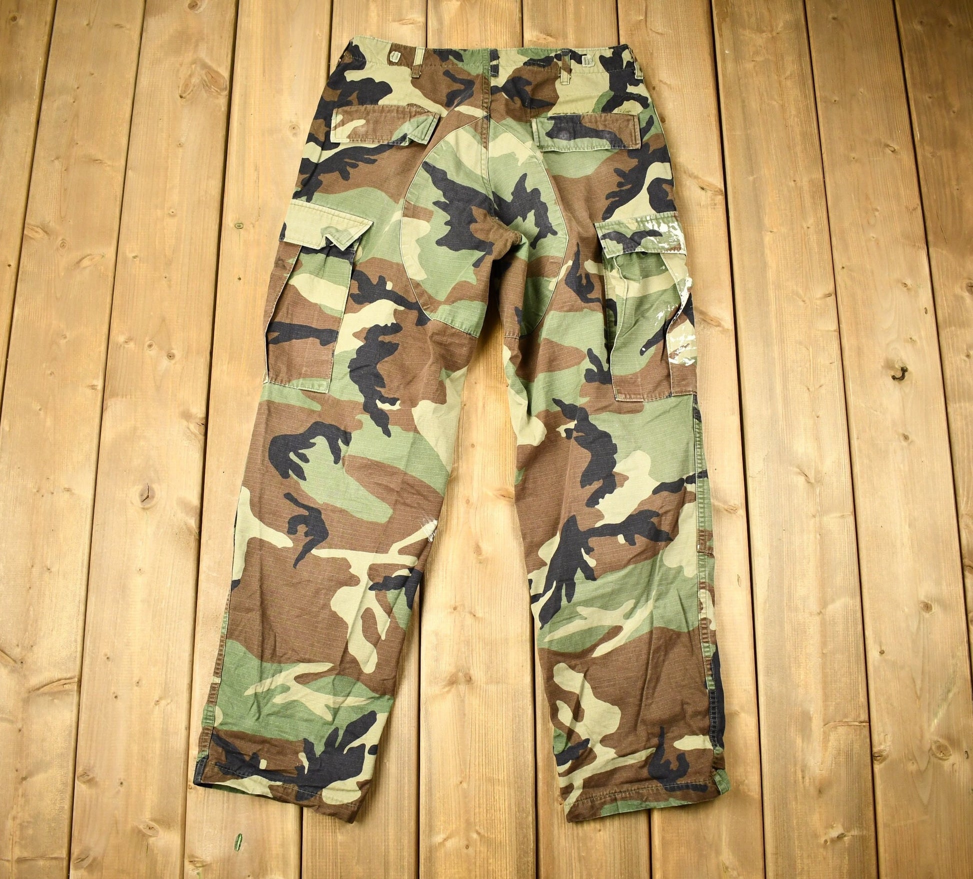 Vintage 2000 Military Woodland Camouflage Cargo Pocket Pants Size 34 x 30