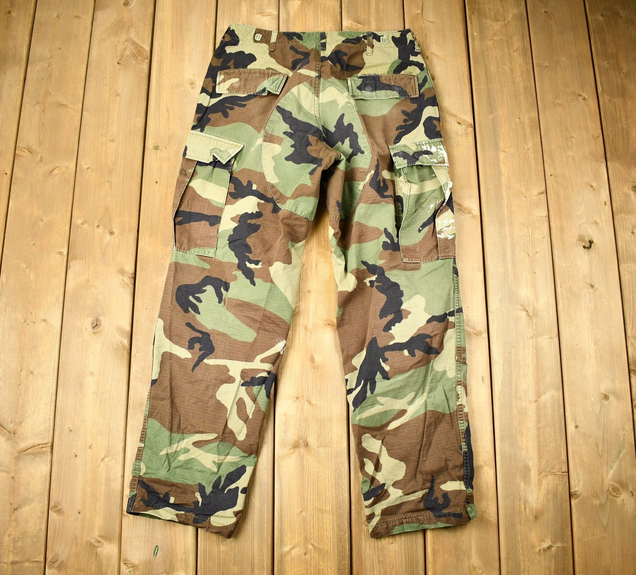 Vintage 2000 Military Woodland Camouflage Cargo Pocket Pants Size 34 x 30
