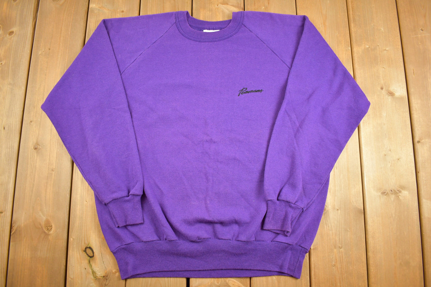 Vintage 1980s Penmans Purple Sweatshirt / 80s Crewneck / Made In Canada / Streetwear / Embroidered