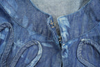 Vintage 1990s Tantrums Embroidered Abstract Pattern Denim Shirt