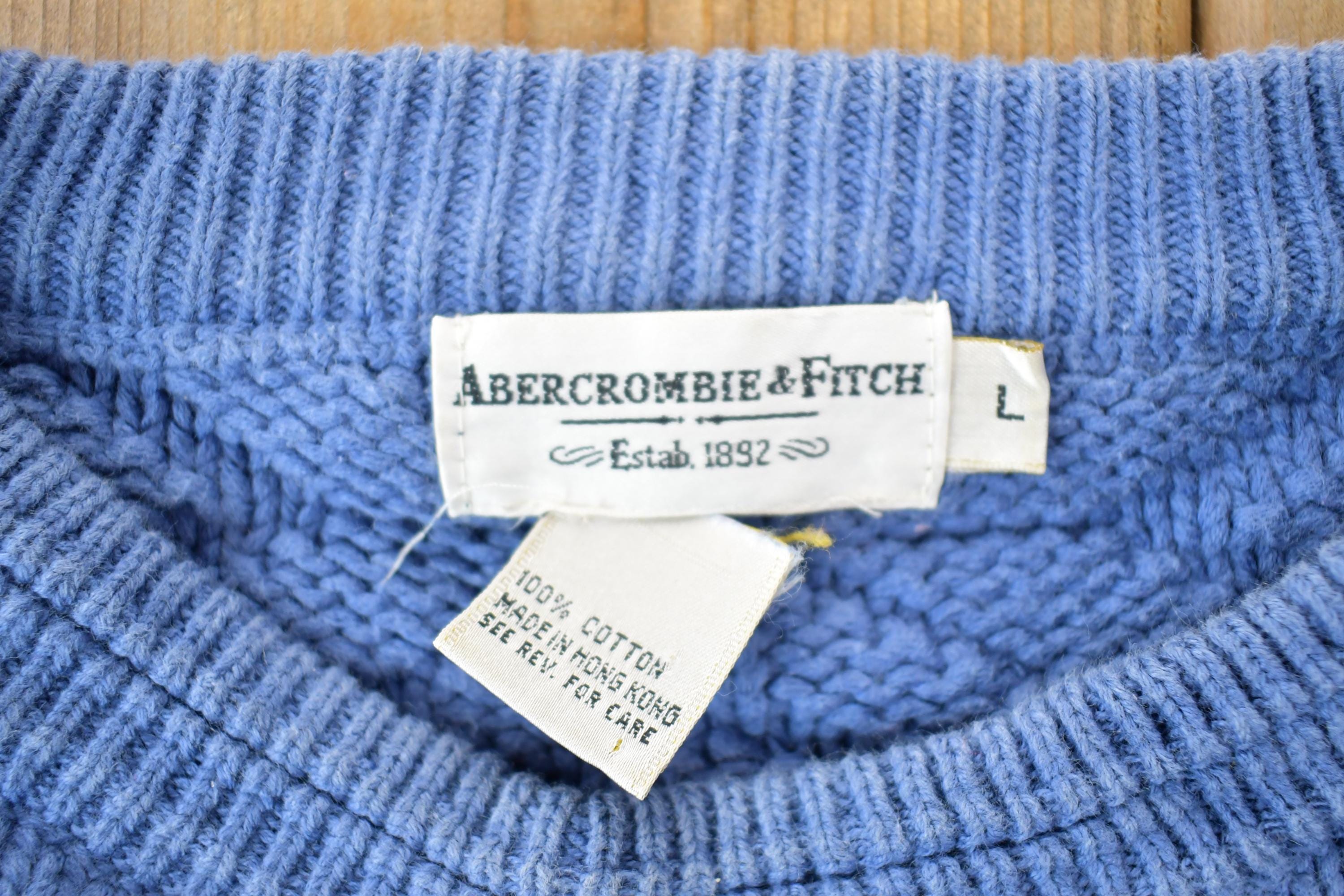 Vintage 1990s Abercrombie And Fitch 3D Colored Cable Knit Crewneck Sweater