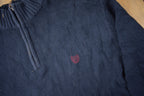 Vintage Y2K Chaps Embroidered Logo Quarter Zip Knit Sweater Size XL