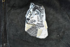 Vintage 1990s Wolf Themed Embroidered Suede Varsity Jacket