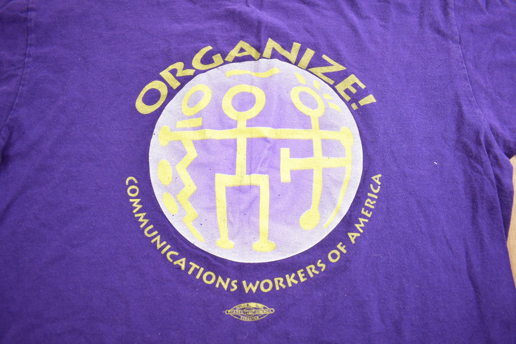 Vintage 1990s Communication Workers Of North America Graphic Tee Shirt Made In USA