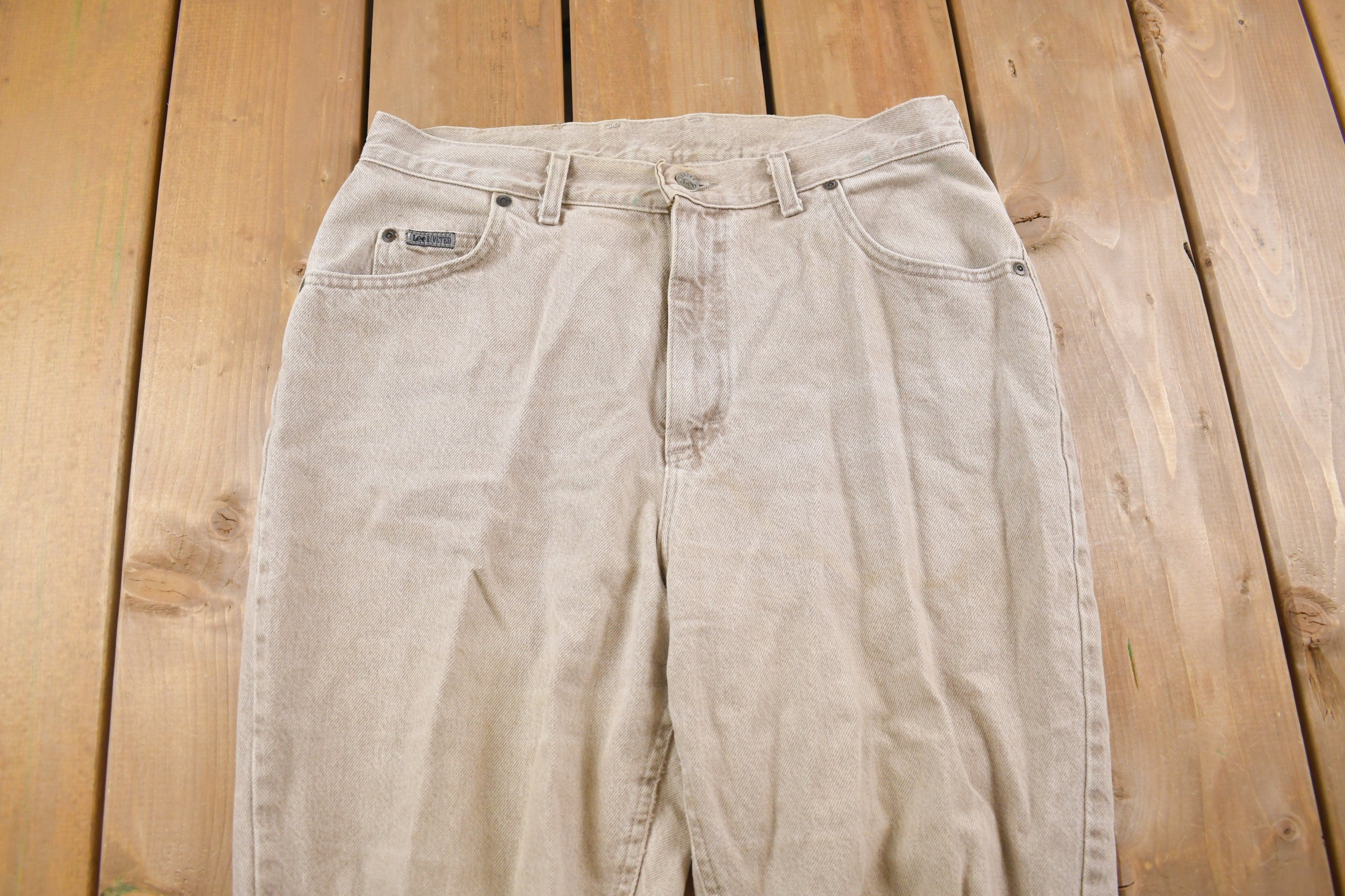 Vintage 1980's Lee Riveted Beige Jeans