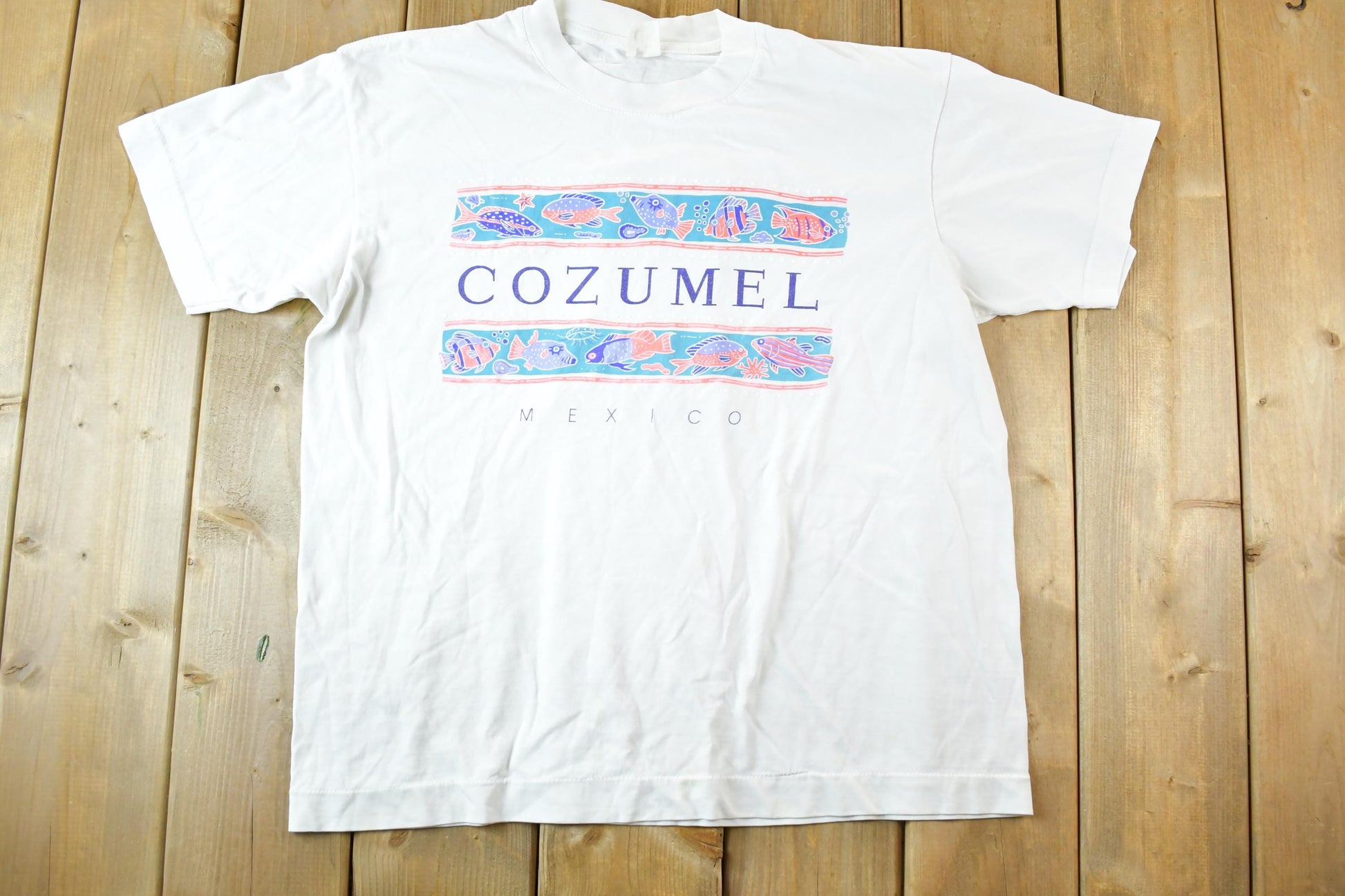 Vintage 1990s Cozumel Mexico Souvenir T-Shirt Mens L / Made In USA / Vintage Vacation Tee / Rare Destination Tee / Summer Shirt