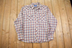 Vintage 1990s Wrangler Plaid Western Style Button Up Rodeo Shirt- Large