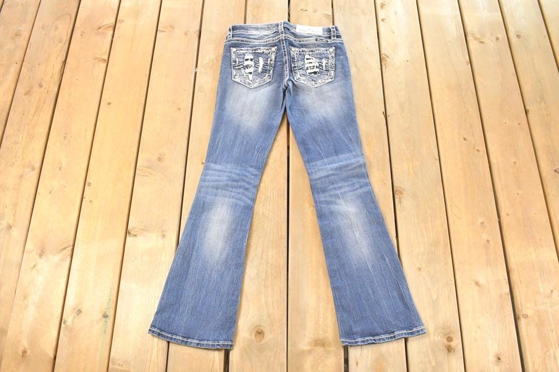 Vintage Deadstock Y2K Miss Me Bedazzled Low Rise Jeans Women's Size 26x31